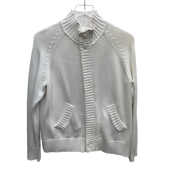 Croft & Barrow All Cotton White Full Zip Cardigan Size PM - Picture 1 of 10